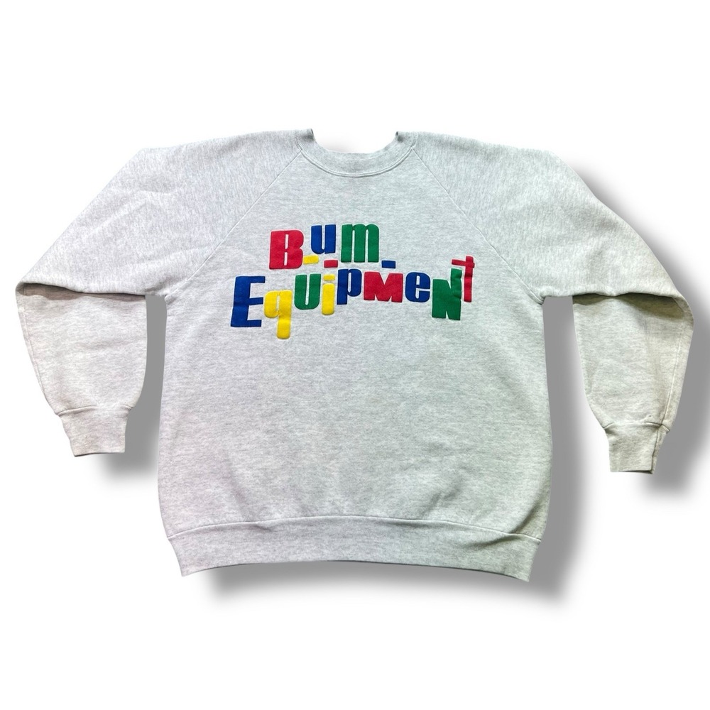 VTG BUM Equipment Logo Sweatshirt Size Medium L Colorful Pullover Crewneck USA